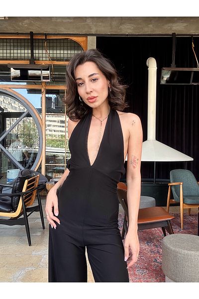 SANX Tulle Jumpsuit with Design Back Detail