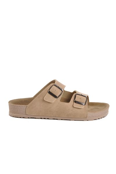 AYAKMOD Beige Lightweight Double Striped Anatomical Women's Slippers 20-972 Z
