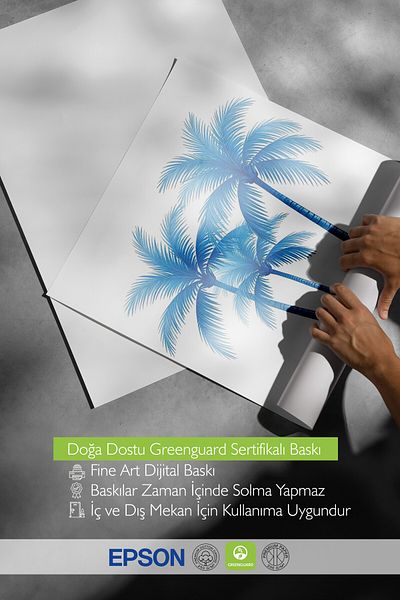 Postifull Wooden Framed Poster, Palm Trees, Illustration, Blue Color Poster, 2025 Summer Selection, No:10969