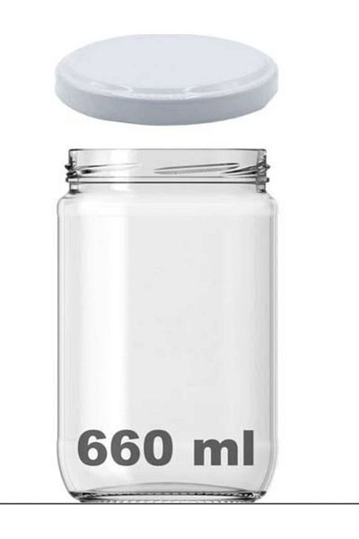 ÇEÇEN HOME (10 Pieces) 660 Cc Glass Jar with Canned Metal Lid (Transparent, 660 Cc)