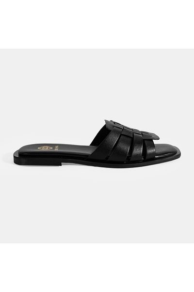 Desa Women's Black Leather Slippers