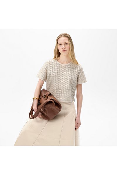 Desa Women's White Leather Detailed Blouse