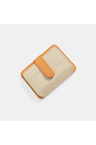Desa Women's Orange Leather Card Holder