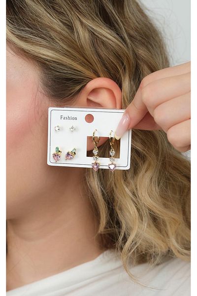 Jack Ferrero Gold Women's Steel 6-Piece Earring Set