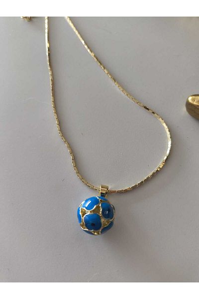 Trend Republic Long Steel Gold Blue Ball Eye Necklace