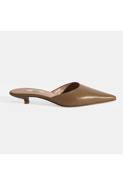 Desa Women's Brown Heeled Leather Slippers