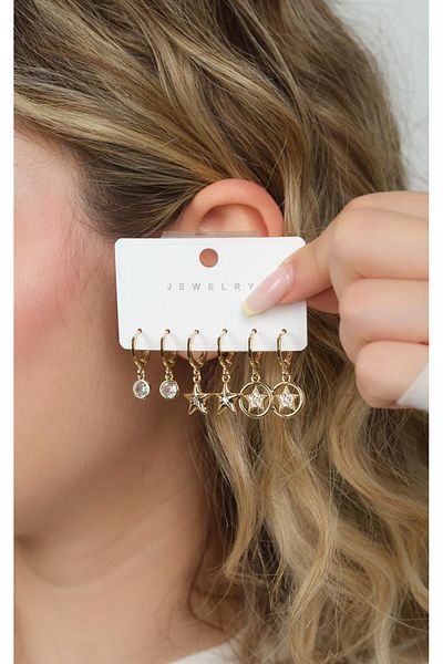 Jack Ferrero Gold Women's Steel 6-Piece Earring Set