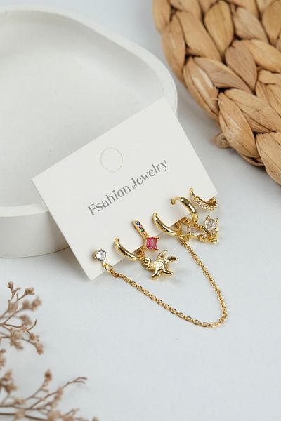 Jack Ferrero Gold Women's Steel 6-Piece Earring Set