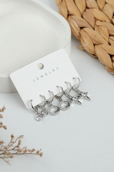 Jack Ferrero Silver Women's Steel 6 Piece Earring Set