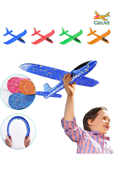 Canjet Mavi Epp Köpük Planörü Uçak Çocuk Oyuncak - Elle Atılan Eğlenceli Oyuncak- Çocuk Hediye