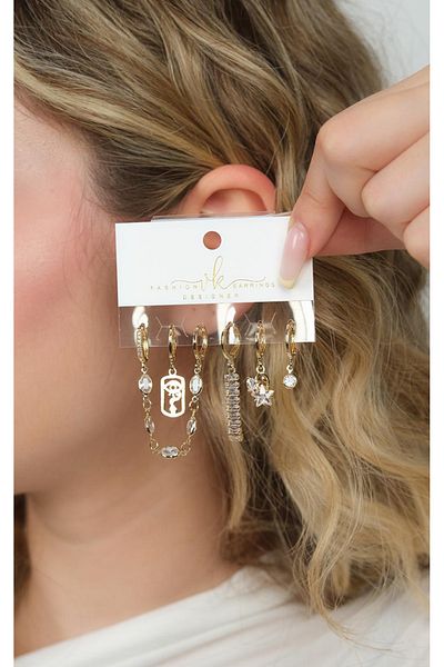 Jack Ferrero Gold Women's Steel 6-Piece Earring Set