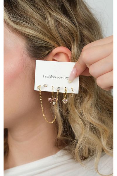 Jack Ferrero Gold Women's Steel 6-Piece Earring Set
