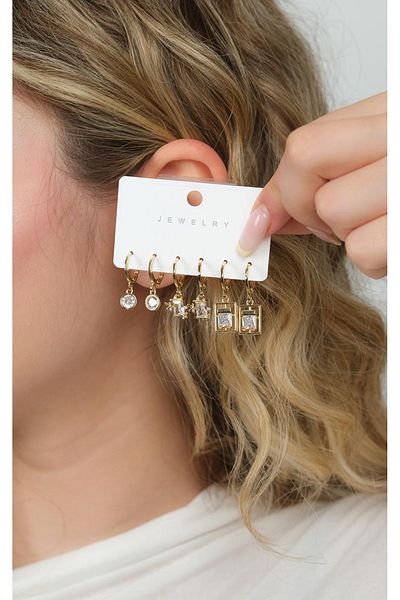Jack Ferrero Gold Women's Steel 6-Piece Earring Set
