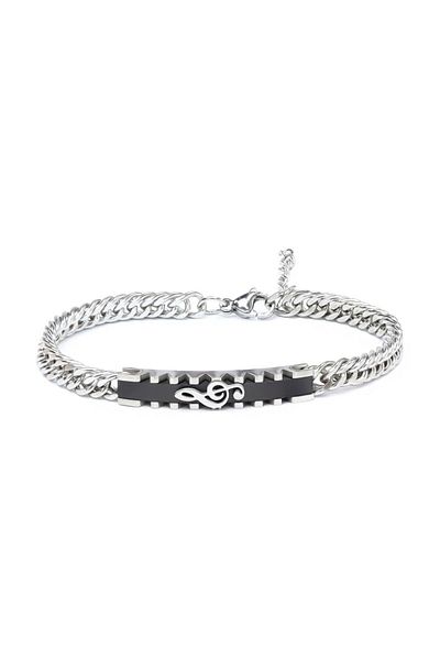 AKSESUARIM Steel Bracelet with Left Key Motif