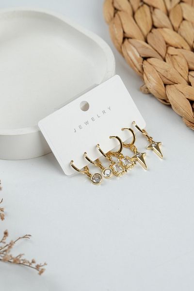 Jack Ferrero Gold Women's Steel 6-Piece Earring Set