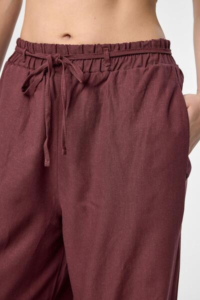 Antioch Burgundy Linen Blend Women's Trousers
