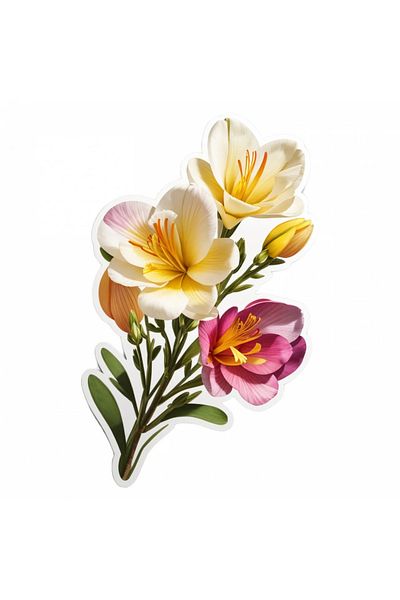 INOVATIX Set of 8, Freesia Flower with Buds Sticker, INOVATIX®. 6 cm