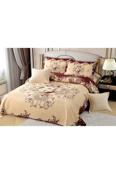 OEM Quilted velvet blanket, with pattern, 5 pieces, double bed, 230x250 cm, CM35