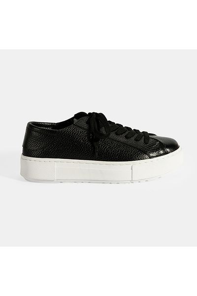 Desa Women's Black Lace-Up Leather Casual Shoes