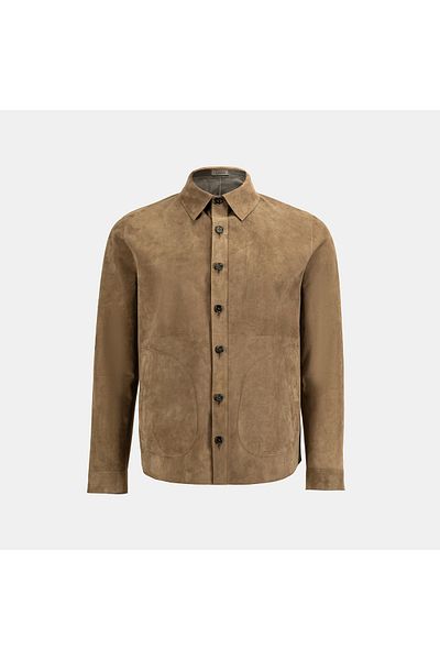 Desa Men's Tan / Brown Double-Sided Leather Shirt Jacket
