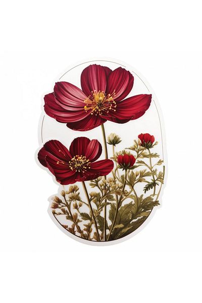 INOVATIX Set of 8, Cosmos Flowers Sticker chocolate flowers with buds, INOVATIX®. 6 cm