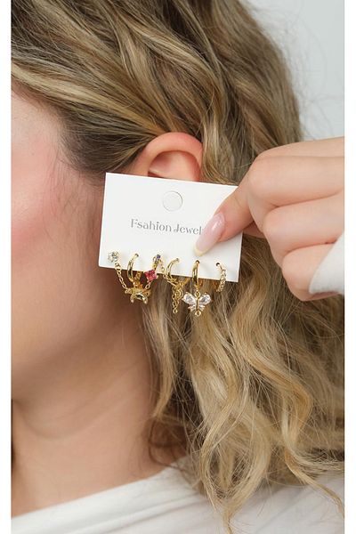 Jack Ferrero Gold Women's Steel 6-Piece Earring Set