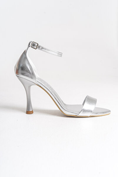 MARSEDO Nelly Women's Stiletto Pointed Toe Strap Daily Heeled Shoes Silver