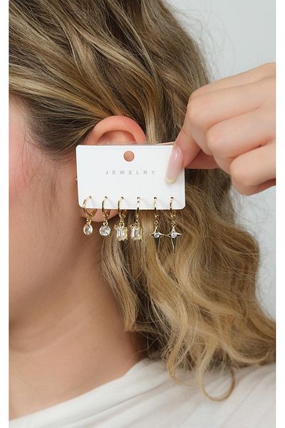 Jack Ferrero Gold Women's Steel 6-Piece Earring Set