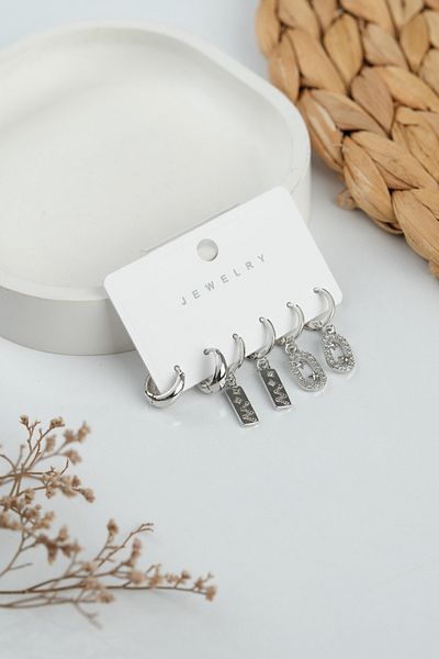 Jack Ferrero Silver Women's Steel 6 Piece Earring Set