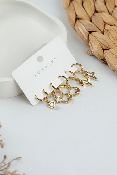 Jack Ferrero Gold Women's Steel 6-Piece Earring Set