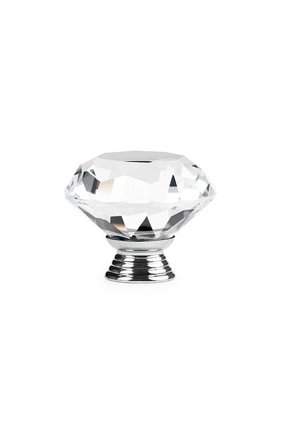 Onuvio Mâner de mobilier ™, tăietură diamantată de lux, cristal K9, 40 mm - argintiu / transparent
