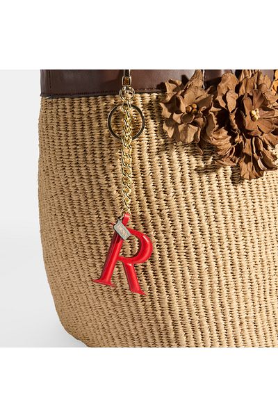 Desa Red Letter R Leather Keychain