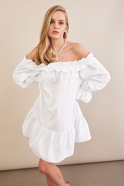 Cool & Sexy Γυναικείο Μίντι Φόρεμα με λευκό γιακά Madonna PSG1012