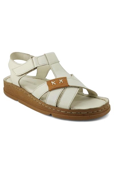 Mammamia 2440 Genuine Leather Daily Women's Sandals-Bone