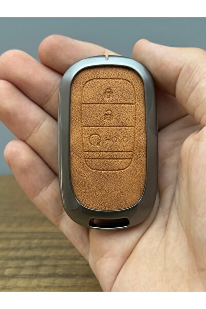 Mavi Keys Husa de protectie pentru telecomanda Honda Civic 2022+, CR-V Smart compatibila cu 3 butoane din piele, metal, maro