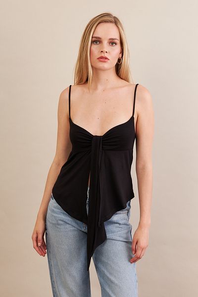 Cool & Sexy Γυναικεία Μαύρη Ασύμμετρη Μπλούζα ZH172