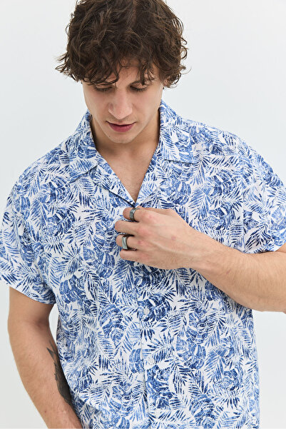 Denim Trip Rahat Fit Kısa Kollu Mavi Erkek Gömlek