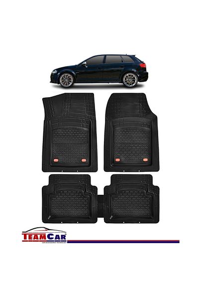 TEAMCAR Tray Car Mats Audi A3 (8P): 2003–2012, Black, Anti-Slip Design, Full Protection