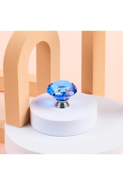 Onuvio Mâner de mobilă ™, tăietură diamantată de lux, cristal K9, 40 mm - albastru