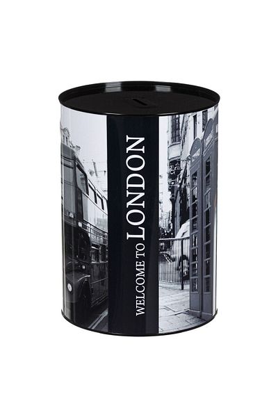 SyaMAG Metal Piggy Bank, London, Black, Ø16x21cm