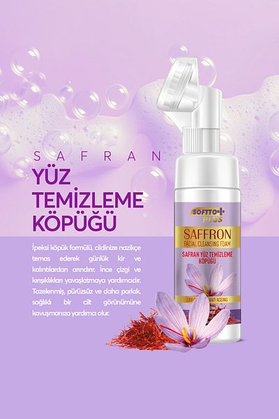 Softto Plus Saffron Brush Facial Cleansing Foam with Brightening and Niacinamide 150ml