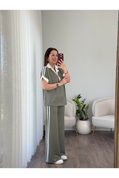 sportiness Soft Texture Polo Collar Buttoned Modal Fabric Tracksuit Suit