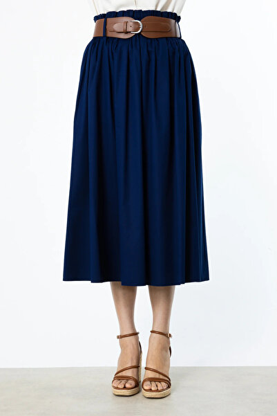 Ekol Fusta Midi din bumbac cu centură în talie