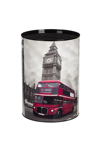 SyaMAG Metal Piggy Bank, London, Black, Ø16x21cm