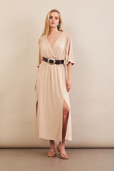 Cool & Sexy Γυναικείο Μίντι Φόρεμα με Βανίλια Μανίκια MP500