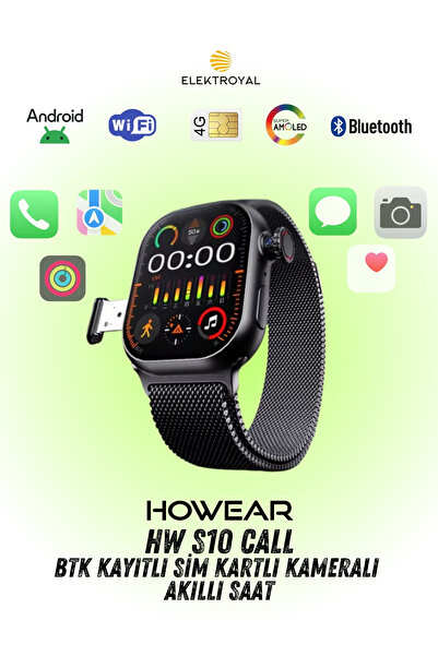 howear HW S10 Call BTK Sim Kartlı Kameralı Yapay Zeka Android Amoled Ekran Ak...