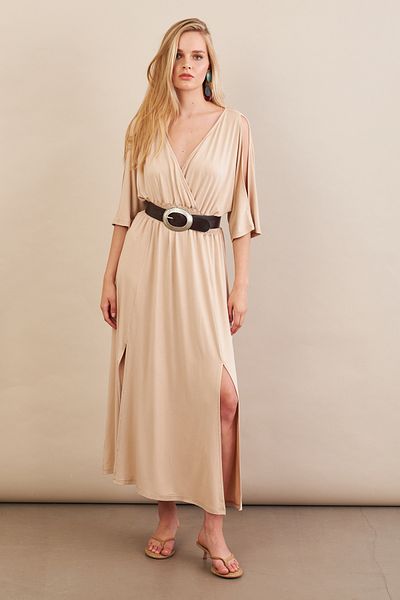 Cool & Sexy Γυναικείο Μίντι Φόρεμα με Βανίλια Μανίκια MP500