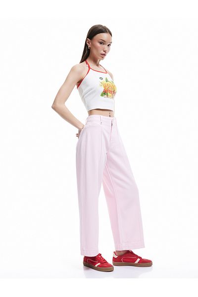 Koton New Season High Waist Wide Leg Trousers with Pocket Detail
