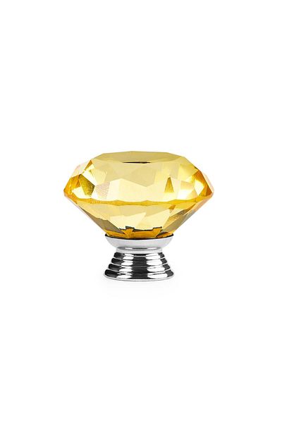 Onuvio ™ Furniture Handle Knob, Diamond Cut Luxury, K9 Crystal,40mm - Yellow