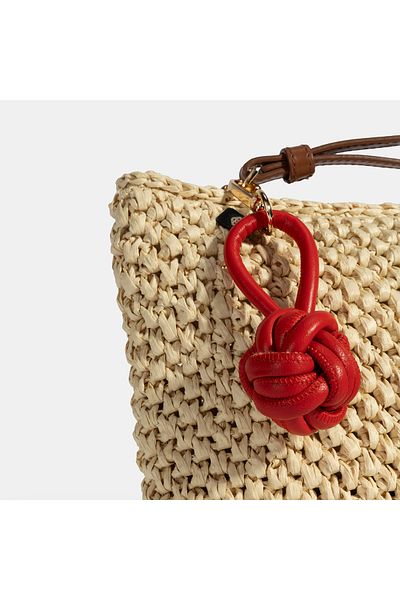 Desa Red Knot Detailed Leather Keychain